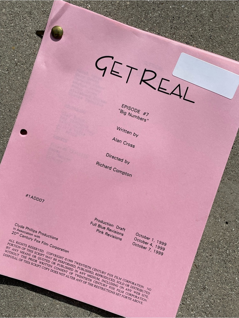 Get Real 90s TV Series Anne Hathaway Jesse Eisenberg Production Used Script 7